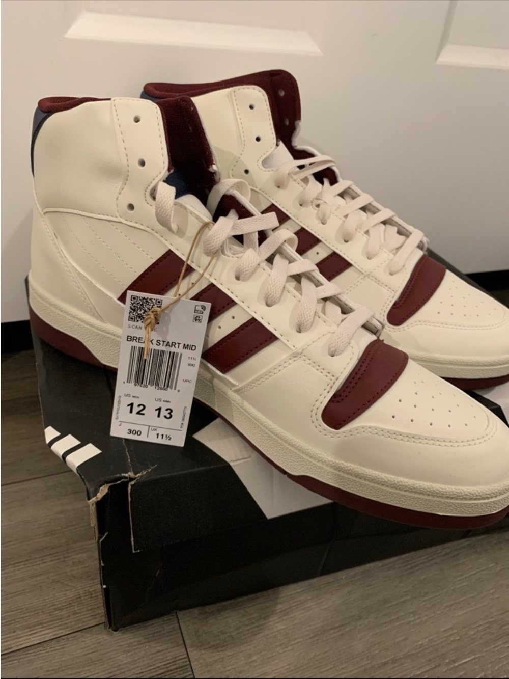 adidas Break Start Mid Men’s High-Top Sneakers - White & Maroon